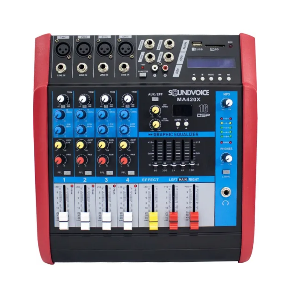 MESA DE SOM AMPLIFICADA SOUNDVOICE MA420X 04C EF/EQ
