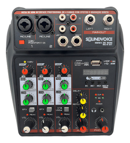 Mesa De Som Console Soundvoice Mc4-bt 4 Canais Bluetooth
