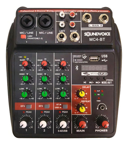 Mesa De Som Console Soundvoice Mc4-bt 4 Canais Bluetooth