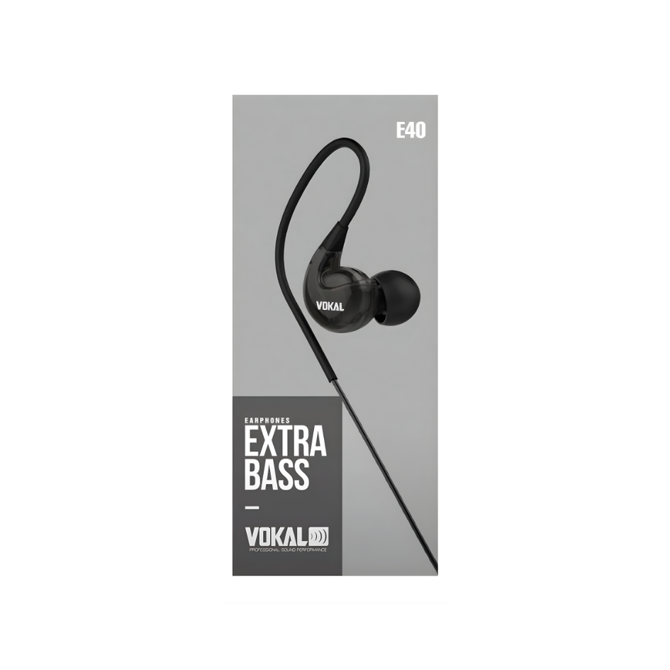 FONE DE OUVIDO VOKAL EXTRA BASS E40 PT