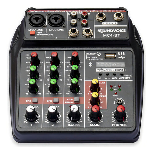 Mesa De Som Console Soundvoice Mc4-bt 4 Canais Bluetooth