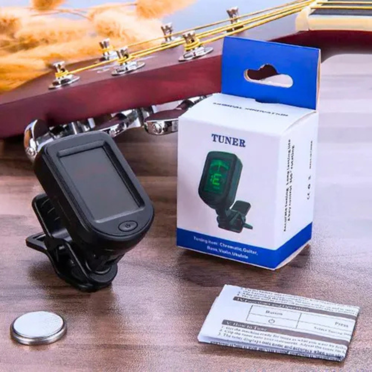 Afinador Digital Eletrico Violao Guitarra Baixo Ukulele Cor Preto