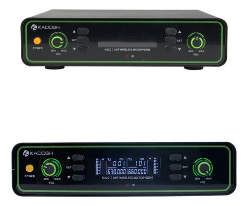 Microfone De Mão K422m Uhf Duplo Bastão Recarregável Kadosh Cor Preto