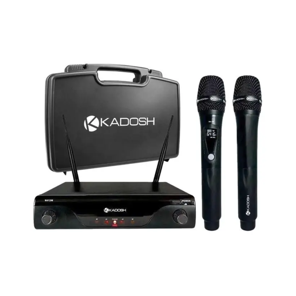 Microfone Duplo Kadosh K412 Sem Fio + Maleta Profissional