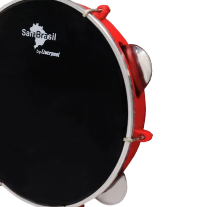 PANDEIRO 10 SAMBRASIL PELE PT PREMIUM VERMELH
